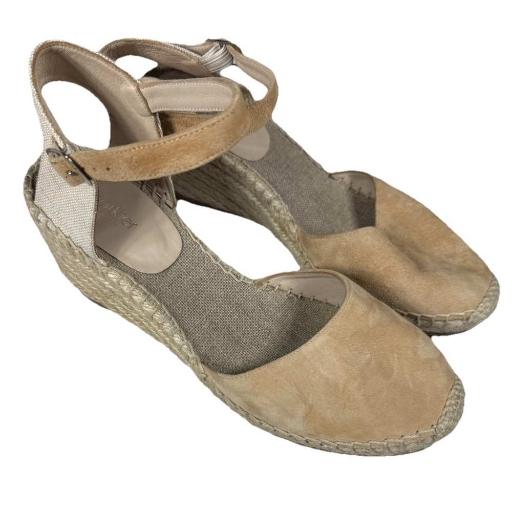 Botkier Womens Sandals 9 "Elia" Ankle Strap‎ Espadrille  Wedge Sand Nude Nubuck